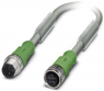 Sensor actuator cable, M12-cable plug, straight to M12-cable socket, straight, 3 pole, 1.5 m, PUR, gray, 4 A, 1456792