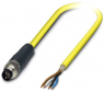 Sensor actuator cable, M8-cable plug, straight to open end, 4 pole, 10 m, PVC, yellow, 4 A, 1406005