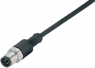Sensor actuator cable, M12-cable plug, straight to open end, 3 pole, 2 m, PUR, black, 4 A, 77 3729 0000 50003-0200