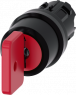 Key switch O.M.R, unlit, latching, waistband round, red, 2 x 45°, trigger position 0 + 1, mounting Ø 22.3 mm, 3SU1000-4FL51-0AA0