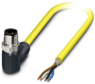 Sensor actuator cable, M12-cable plug, angled to open end, 4 pole, 10 m, PVC, yellow, 4 A, 1406184