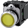 Pushbutton, yellow, illuminated  (yellow), mounting Ø 22.3 mm, IP20/IP66/IP67/IP69/IP69K, 3SU1153-0AB30-1BA0