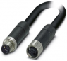 Sensor actuator cable, M12-cable plug, straight to M12-cable socket, straight, 4 pole, 0.6 m, PUR, black, 12 A, 1425042