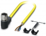 Sensor actuator cable, M12-cable socket, angled to open end, 4 pole, 5 m, PVC, yellow, 4 A, 1409556