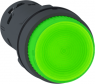 Pushbutton, illuminable, latching, 1 Form A (N/O), waistband round, green, front ring black, mounting Ø 22 mm, XB7NJ03B1