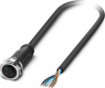 Sensor actuator cable, M12-cable socket, straight to open end, 5 pole, 1.5 m, PUR, black gray, 4 A, 1395814