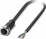 Sensor actuator cable, M12-cable socket, straight to open end, 5 pole, 10 m, PUR, black gray, 4 A, 1395827