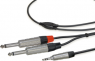 Audio connecting cable, 3.5 mm-stereo plug, straight to 3.5 mm-stereo plug, straight, 900 mm, silver-plated, black