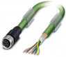 Sensor actuator cable, M12-cable socket, straight to open end, 5 pole, 10 m, PUR, green, 4 A, 1507133