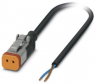 Sensor actuator cable, cable socket to open end, 2 pole, 5 m, PUR, black, 3 A, 1410734