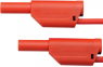 Measuring lead with (4 mm plug, spring-loaded, straight) to (4 mm plug, spring-loaded, straight), 1 m, red, PVC, 1.0 mm², CAT II