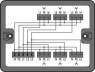 Distribution box, 3-phase to 1-phase current 400V, 230V, 1 input, 6 outputs, Cod. A, MIDI, black