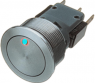 Pushbutton, 1 pole, silver, illuminated  (blue), 5 A/250 V, mounting Ø 22.1 mm, IP67, 1241.6633.1124000