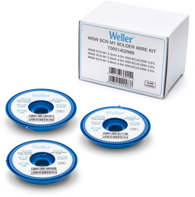 WSW SCN M1 0,3 - 0,5 - 0,8 KIT, 21G Weller Solder Wires Image 1