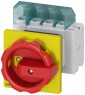 Emergency stop load-break switch, Rotary actuator, 4 pole, 25 A, 690 V, (W x H x D) 67 x 84 x 116.5 mm, front mounting, 3LD2154-2EP53