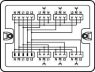 Distribution box, 3-phase to 1-phase current 400V, 230V, 1 input, 7 outputs, Cod. A, MIDI, white