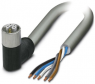 Sensor actuator cable, M12-cable socket, angled to open end, 5 pole, 10 m, PUR, gray, 12 A, 1424608