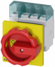 Emergency stop load-break switch, Rotary actuator, 4 pole, 25 A, 690 V, (W x H x D) 67 x 84 x 116.5 mm, front mounting, 3LD2154-1TL53