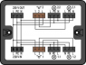 Distribution box, Series switching, 1 input, 7 outputs, Cod. A, S, MIDI, black