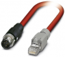 Sensor actuator cable, M12-cable plug, straight to RJ45-cable plug, straight, 4 pole, 2 m, PVC, red, 1419168
