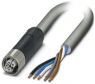 Sensor actuator cable, M12-cable socket, straight to open end, 5 pole, 1.5 m, PVC, gray, 12 A, 1424619