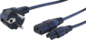 Distributor, Europe, plug type E + F, angled on 1 x C13 jack + 1 x C5 jack, straight, H05VV-F3G0.75mm², black, 900 mm