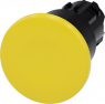 Mushroom pushbutton, unlit, latching, waistband round, yellow, mounting Ø 22.3 mm, 3SU1000-1BA30-0AA0