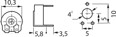 PTC 10 LV 10K Piher Trimmer Potentiometers Image 2