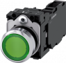 Pushbutton, green, illuminated  (green), mounting Ø 22.3 mm, IP20/IP66/IP67/IP69/IP69K, 3SU1153-0AB40-1FA0