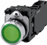 Pushbutton, green, illuminated  (green), mounting Ø 22.3 mm, IP20/IP66/IP67/IP69/IP69K, 3SU1156-0AB40-1FA0