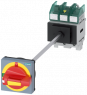 Emergency stop load-break switch, Rotary actuator, 3 pole, 63 A, 690 V, (W x H x D) 75 x 106 x 408 mm, front installation/DIN rail, 3LD5210-0TK13