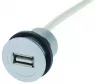 USB 2.0 Cable for front panel mounting, USB plug type A to USB socket type A, 0.4 m, silver