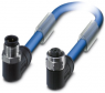 Sensor actuator cable, M12-cable plug, angled to M12-cable socket, angled, 3 pole, 2 m, PVC, blue, 4 A, 1419129