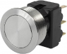 Pushbutton, 1 pole, silver, unlit , 10 A/250 V, mounting Ø 22.1 mm, IP67, 1241.6631.1130000