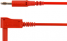 Measuring lead with (4 mm plug, spring-loaded, straight) to (4 mm plug, spring-loaded, angled), 2 m, red, PVC, 2.5 mm²