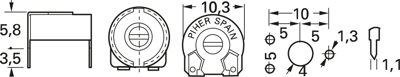 PT 10 LV 1M0 Piher Trimmer Potentiometers Image 2