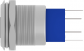 Switch, 2 pole, silver, illuminated  (red/yellow), 3 A/250 VAC, mounting Ø 17.7 mm, IP67, 1-2316366-7