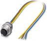 Sensor actuator cable, M12-cable socket, straight to open end, 4 pole, 0.5 m, TPE, 4 A, 1535215