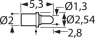 Charge and battery contact, round head, Ø 2 mm, pitch 2.54 mm, L 5.3 mm, TK53B.05.1,30.C.100.A