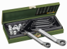 Double ring ratchet wrench kit, 6 pieces with bag, 6-19 mm, 25°, chromium-vanadium steel, 23231