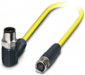 Sensor actuator cable, M12-cable plug, angled to M8-cable socket, straight, 3 pole, 0.5 m, PVC, yellow, 4 A, 1406027