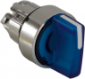 Selector switch, illuminable, groping, waistband round, blue, front ring silver, 3 x 45°, mounting Ø 22 mm, ZB4BK1763