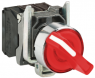 Selector switch, illuminable, latching, 1 Form A (N/O) + 1 Form B (N/C), waistband round, red, front ring silver, 2 x 90°, mounting Ø 22 mm, XB4BK124B5