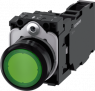 Pushbutton, green, illuminated  (green), mounting Ø 22.3 mm, IP20/IP66/IP67/IP69/IP69K, 3SU1102-0AB40-1FA0