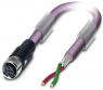 Sensor actuator cable, M12-cable socket, straight to open end, 2 pole, 2 m, PUR, purple, 4 A, 1518067