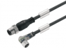 Sensor actuator cable, M12-cable plug, straight to M8-cable socket, angled, 3 pole, 0.3 m, PUR, black, 4 A, 9457760030