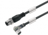 Sensor actuator cable, M12-cable plug, straight to M8-cable socket, angled, 4 pole, 1.5 m, PUR, black, 4 A, 1906430150