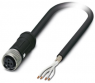 Sensor actuator cable, M12-cable socket, straight to open end, 4 pole, 10 m, PE-X, black, 4 A, 1407319