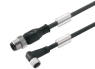 Sensor actuator cable, M12-cable plug, straight to M8-cable socket, angled, 3 pole, 2 m, PUR, black, 4 A, 9457980120
