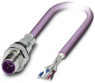 Sensor actuator cable, M12-cable plug, straight to open end, 5 pole, 1 m, PUR, purple, 4 A, 1525636